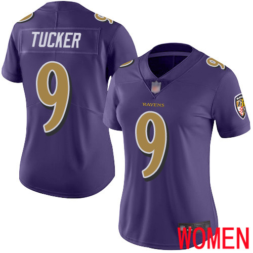 Baltimore Ravens Limited Purple Women Justin Tucker Jersey NFL Football #9 Rush Vapor Untouchable->women nfl jersey->Women Jersey